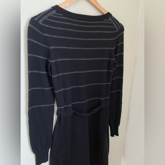 Theory Wool Blend Milly New Steady Stripe Tie Waist Fit n Flare Sweater Dress- M - Picture 6 of 11